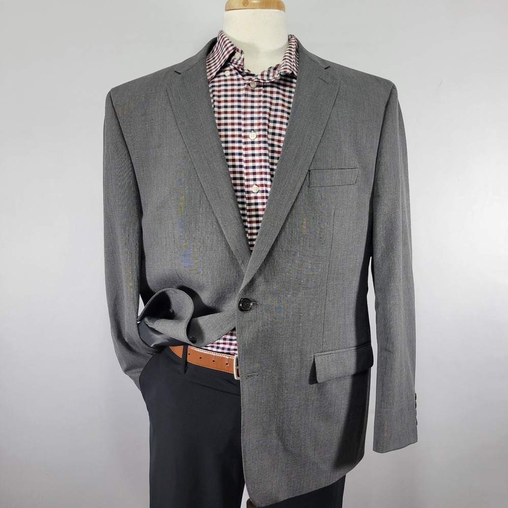 Chaps Men's Sport Coat Blazer Two‎ Button Gray Polyester Blend Size 48R